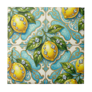Azulejo Patrón continuo de limones y diamantes