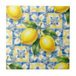 Azulejo Patrón continuo de limones y diamantes