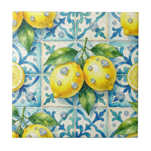 Azulejo Patrón continuo de limones y diamantes