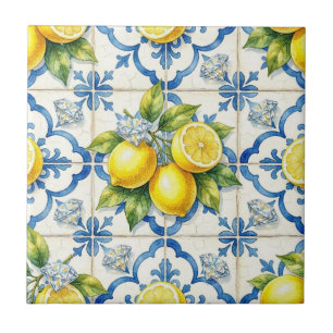 Azulejo Patrón continuo de limones y diamantes