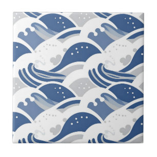 Azulejo Patrón continuo de olas del océano