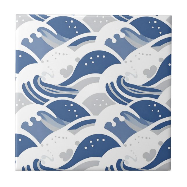 Azulejo Patrón continuo de olas del océano (Frente)