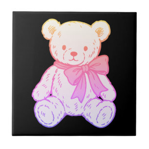 Azulejo Patrón continuo de osito de peluche pastel espeluz