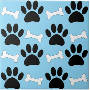 Azulejo Patrón continuo de patas y huesos Azul personaliza