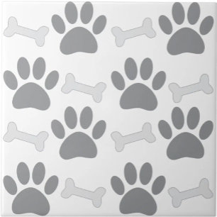 Azulejo Patrón continuo de patas y huesos Blanco Gris pers