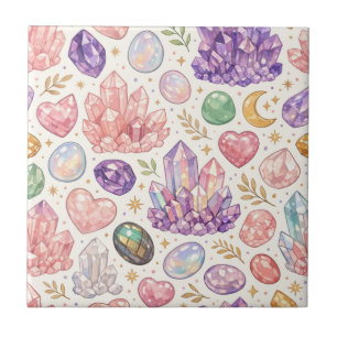 Azulejo Patrón continuo de piedras preciosas femeninas