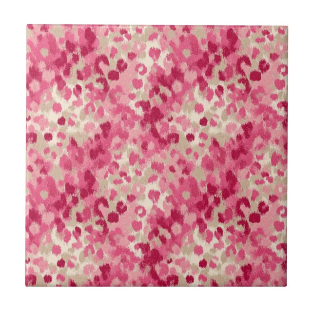 Azulejo Patrón continuo de pincelada de leopardo rosa (Frente)