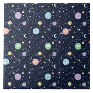 Azulejo Patrón continuo de planetas del sistema solar