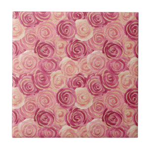 Azulejo Patrón continuo de remolino de rosa rosa con brill