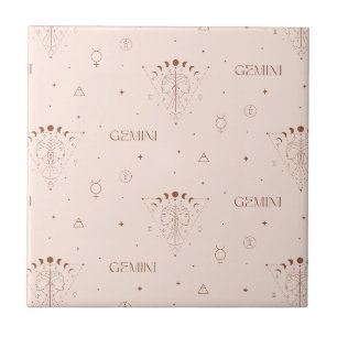 Azulejo Patrón continuo de Zodíaco Géminis – Gemelo Celest