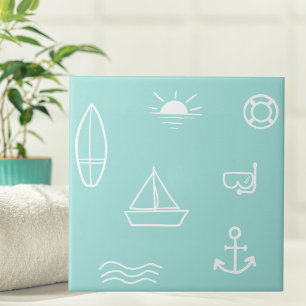 Azulejo Patrón continuo del océano de verano azul Baño de 