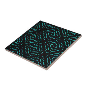 Azulejo Patrón continuo en turquesa brillante sobre negro