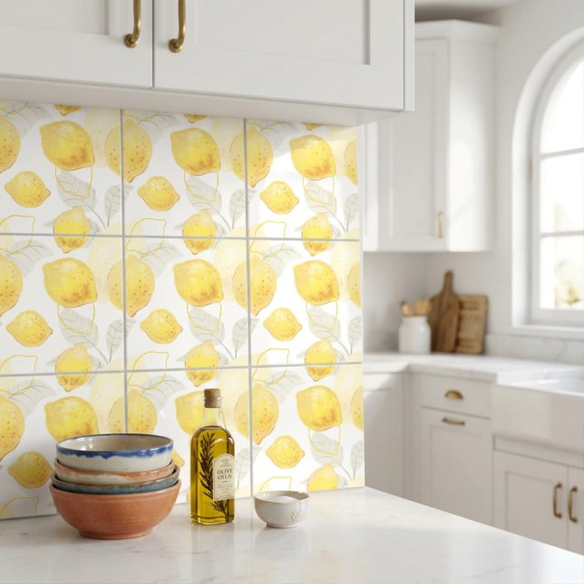 Azulejo Patrón continuo gris amarillo de limones artístico (Subido por el creador)