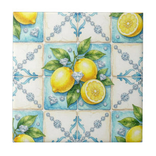 Azulejo Patrón continuo limones y diamantes