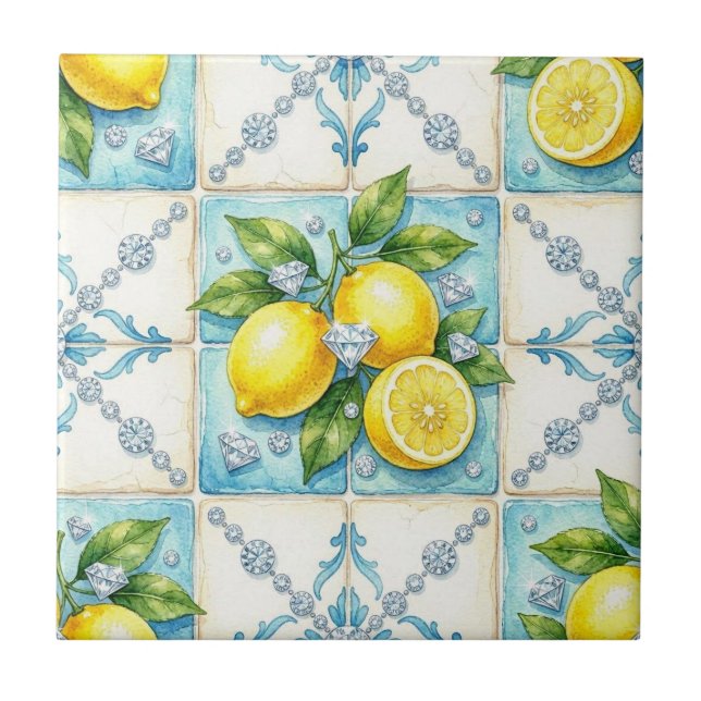 Azulejo Patrón continuo limones y diamantes (Frente)