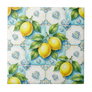 Azulejo Patrón continuo limones y diamantes