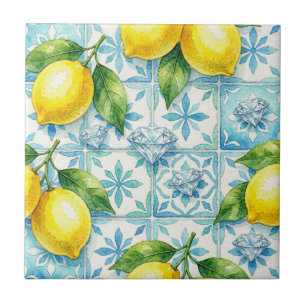 Azulejo Patrón continuo limones y diamantes