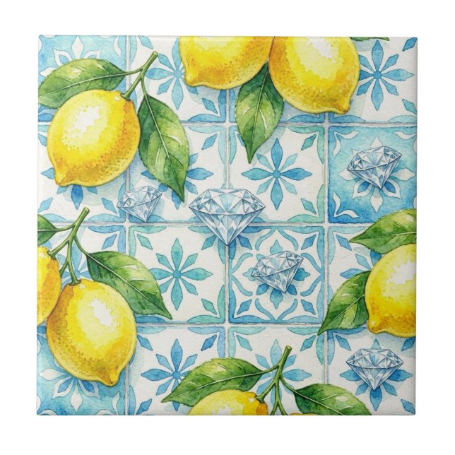 Azulejo Patrón continuo limones y diamantes (Frente)