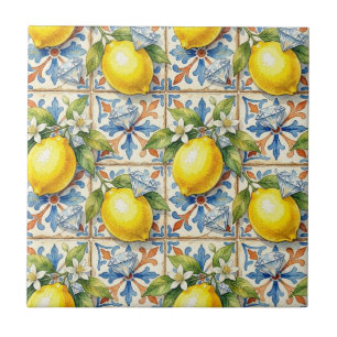 Azulejo Patrón continuo limones y diamantes