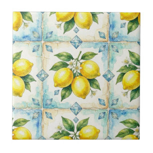 Azulejo Patrón continuo limones y diamantes