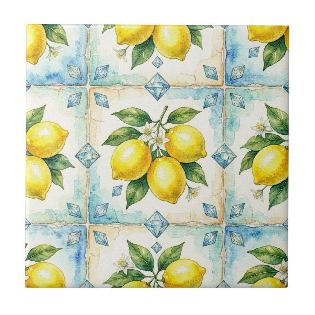 Azulejo Patrón continuo limones y diamantes (Frente)
