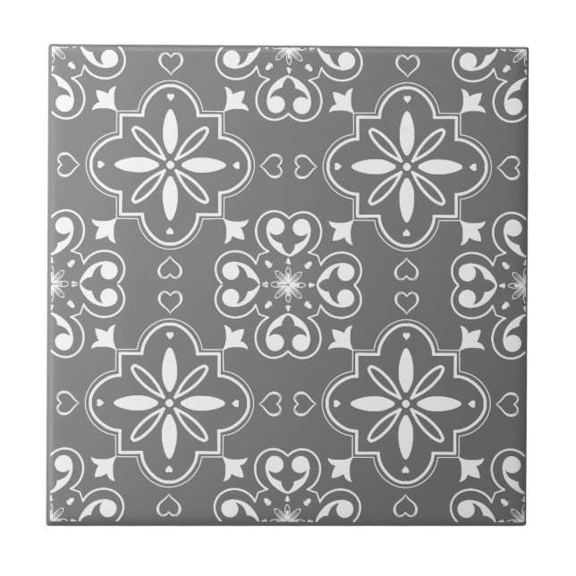 Azulejo Patrón continuo mediterráneo moderno gris blanco (Frente)