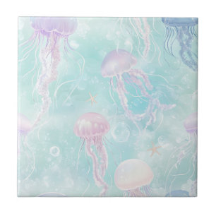 Azulejo Patrón Costero de Medusas de Verano