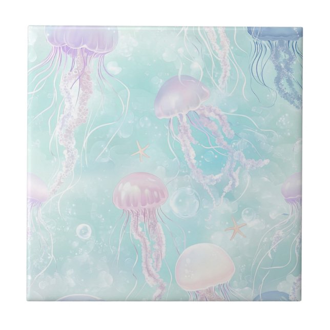 Azulejo Patrón Costero de Medusas de Verano (Frente)