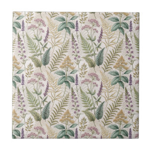 Azulejo Patrón Cottagecore de Lavanda Inglesa y Flores Sil