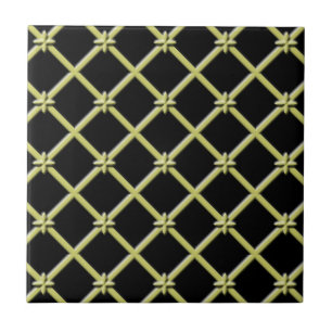 Azulejo Patrón cruzado negro y mosaico dorado