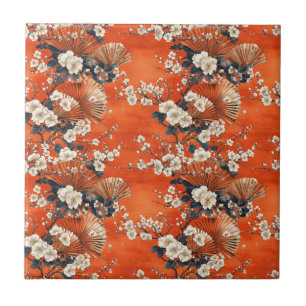 Azulejo Patrón de abanico de flor de cerezo japonés (1)
