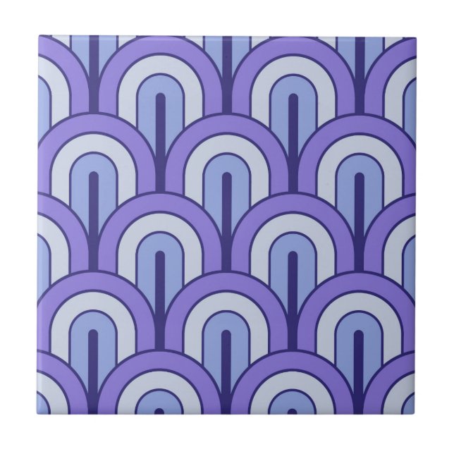 Azulejo Patrón de abanico geométrico gradado retro (Frente)
