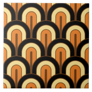 Azulejo Patrón de abanico geométrico gradado retro