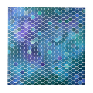 Azulejo Patrón de abeja verde azul