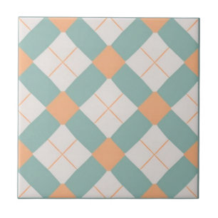 Azulejo Patrón de acqua-gren geométrico y naranja