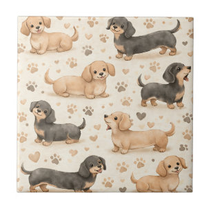 Azulejo Patrón de acuarela de cachorro adorable (1)