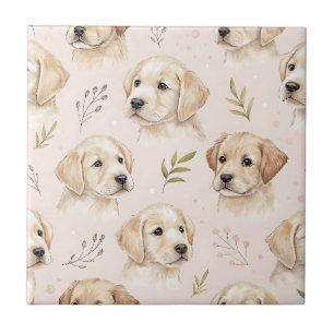 Azulejo Patrón de acuarela de cachorro adorable (2)