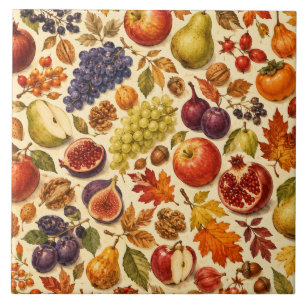 Azulejo Patrón de acuarela de cosecha de otoño