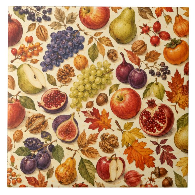 Azulejo Patrón de acuarela de cosecha de otoño  (Frente)