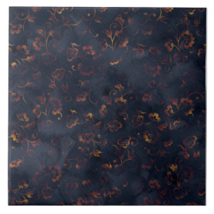 Azulejo Patrón de acuarela de damasco de cobre patina