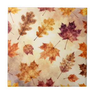 Azulejo Patrón de acuarela de hojas de otoño