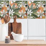 Azulejo Patrón de acuarela de Naranja tropical y flores<br><div class="desc">Patrón de acuarela de Naranja tropical y flores</div>