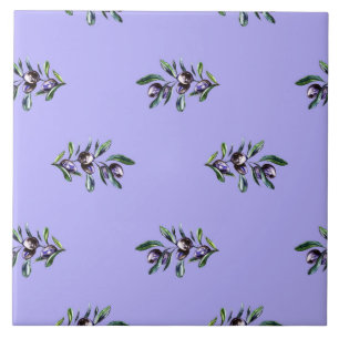 Azulejo Patrón de acuarela de rama de olivo 