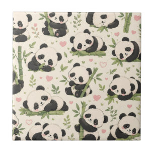 Azulejo Patrón de adorable panda bebé