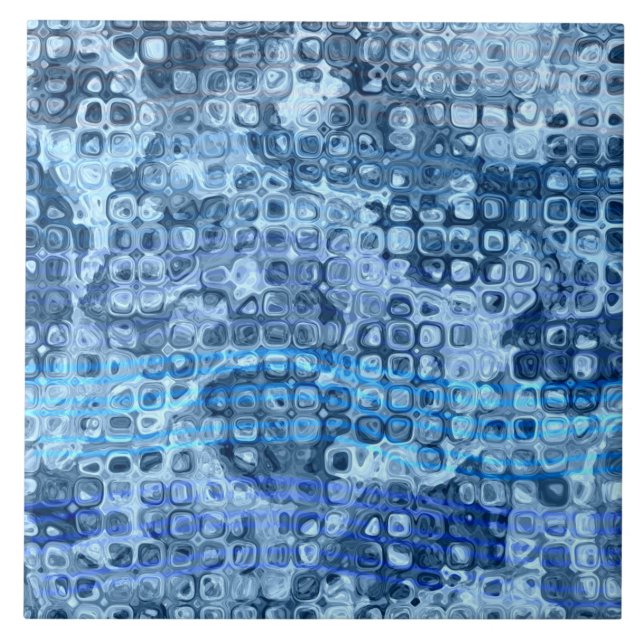 Azulejo Patrón de agua abstracto azul océano (Frente)