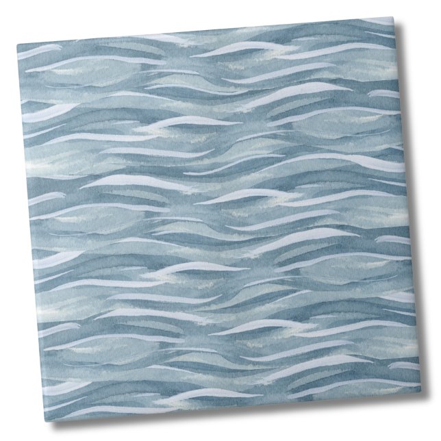 Azulejo Patrón de agua azul (Stylish Water Waves Pattern Blue Ceramic Tile)