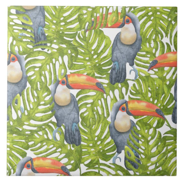 Azulejo Patrón de ájaros toscanos de jungla (Frente)