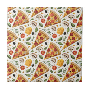 Azulejo Patrón de Amante de Pizza de Pepperoni - Fiesta Di