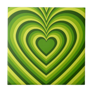 Azulejo Patrón de Amor del Corazón Hipnótico Amarillo Verd