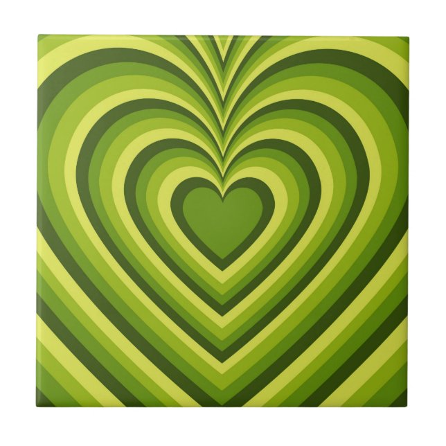 Azulejo Patrón de Amor del Corazón Hipnótico Amarillo Verd (Frente)